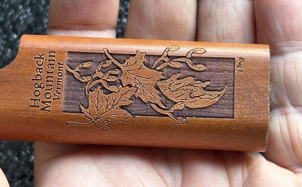 Vintage Wayne Carver Woodlands Lighters Holder Carved Wood Hogback Mountain